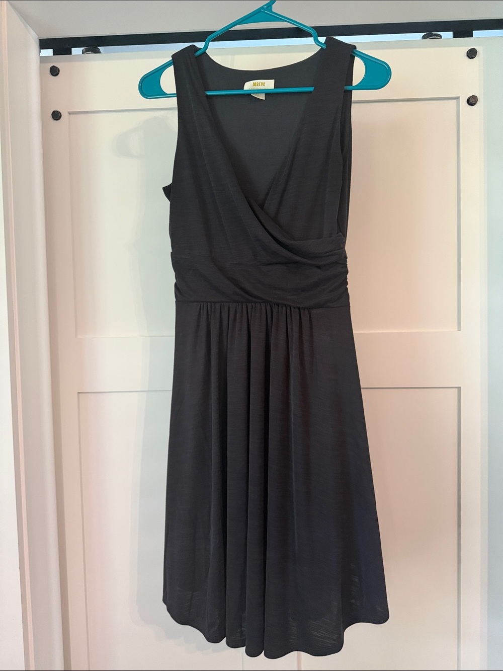 Classic Dark Blue Wrap-Style Women's Dress